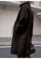 Peluş Beli Bağcıklı Kışlık Kadın Fermuarlı Astarlı Tüylü Ceket